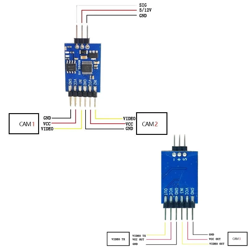 Modulo Switcher Video a 3 canali 5.8G unità di commutazione Video a 3 vie per Drone con fotocamera FPV RC