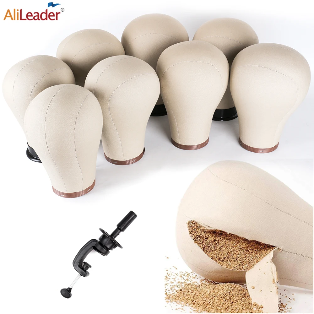 

Alileader Soft Cork Canvas Block Head 21-24" Manikin Wig Head Quality Wig Display Mannequin Cork Canvas Head with Stand Holder