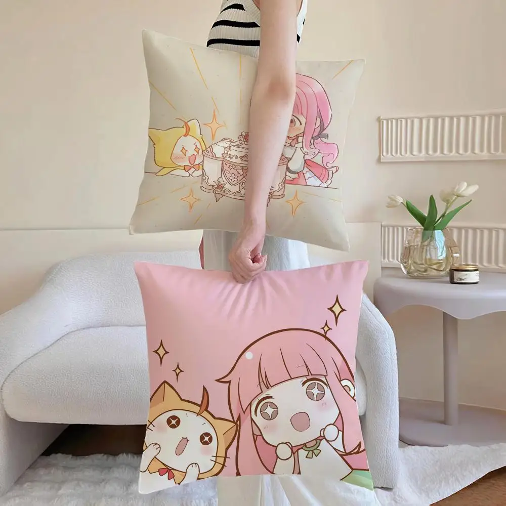 Fashion Mobile Cute I-Infinity N-Nikki Momo Cat Cushion Cover Washable Linen Pillowcase Soft  for Daily Sofa Bed Home Room Decor