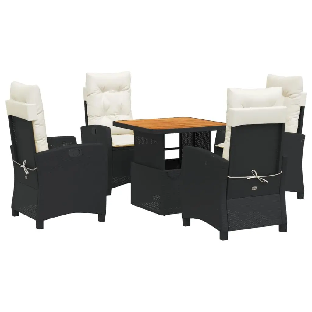 5 Piece Outdoor Poly Rattan Dining Set with Cushions for Patio Garden Poolside, Customized