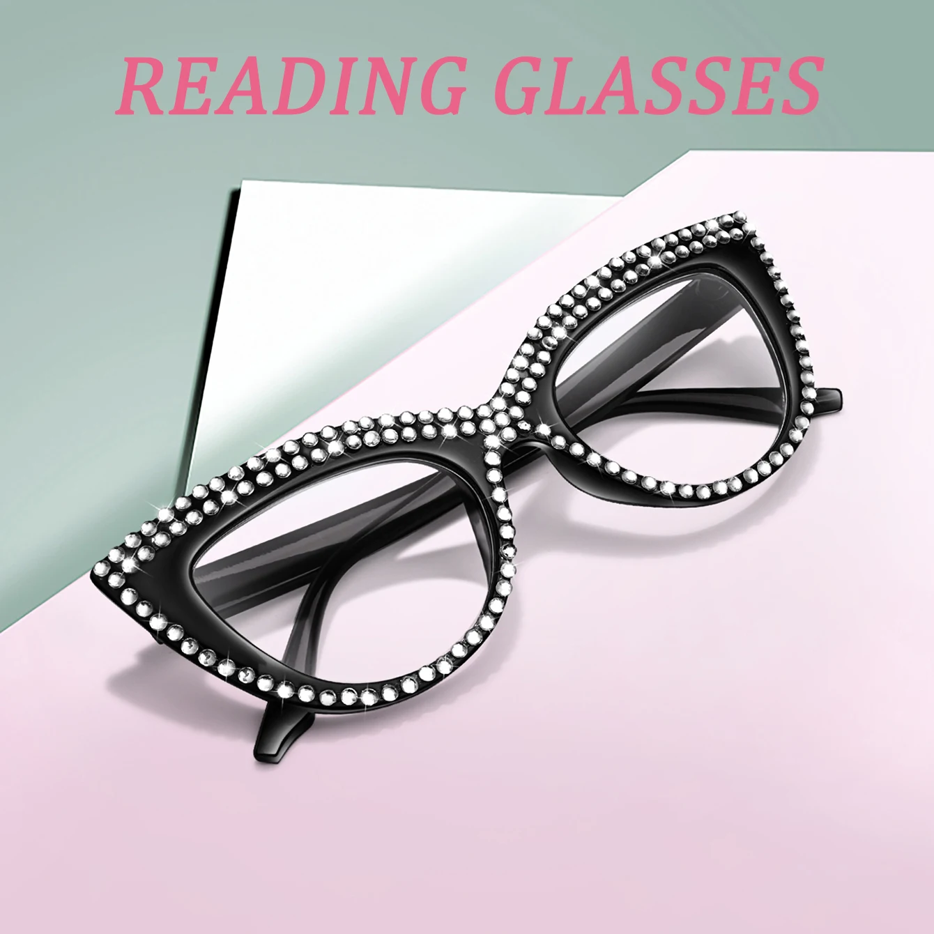 Trendy Reading Glasses for Women Cat Eye Limation Diamond Beautiful Decoration Eyewear for Magazine Readers Surf The Internet