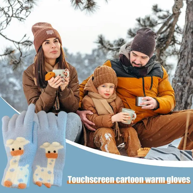 Winter Gloves Cold Weather Full Finger Cartoon Warm Winter Mittens Texting Warm Gloves Cycling Driving Gloves For Working Skiing