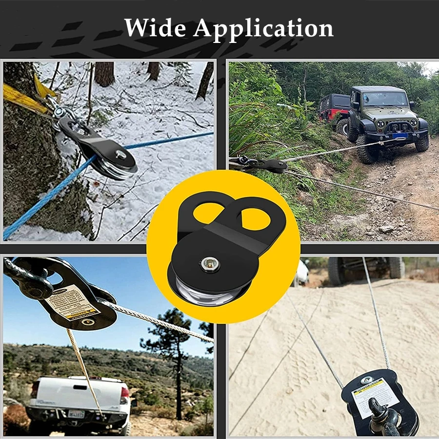 8/10 Ton Off-Road Winch Recovery Snatch Block Heavy Duty Winches Pulley for Synthetic Rope & Steel Cable Tackle Block for Truck