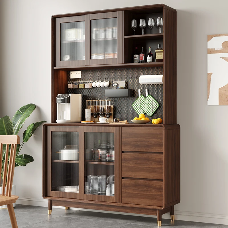 

Nordic solid wood dining side cabinet integrated wine cabinet against the wall modern simple living room tea cabinet storage