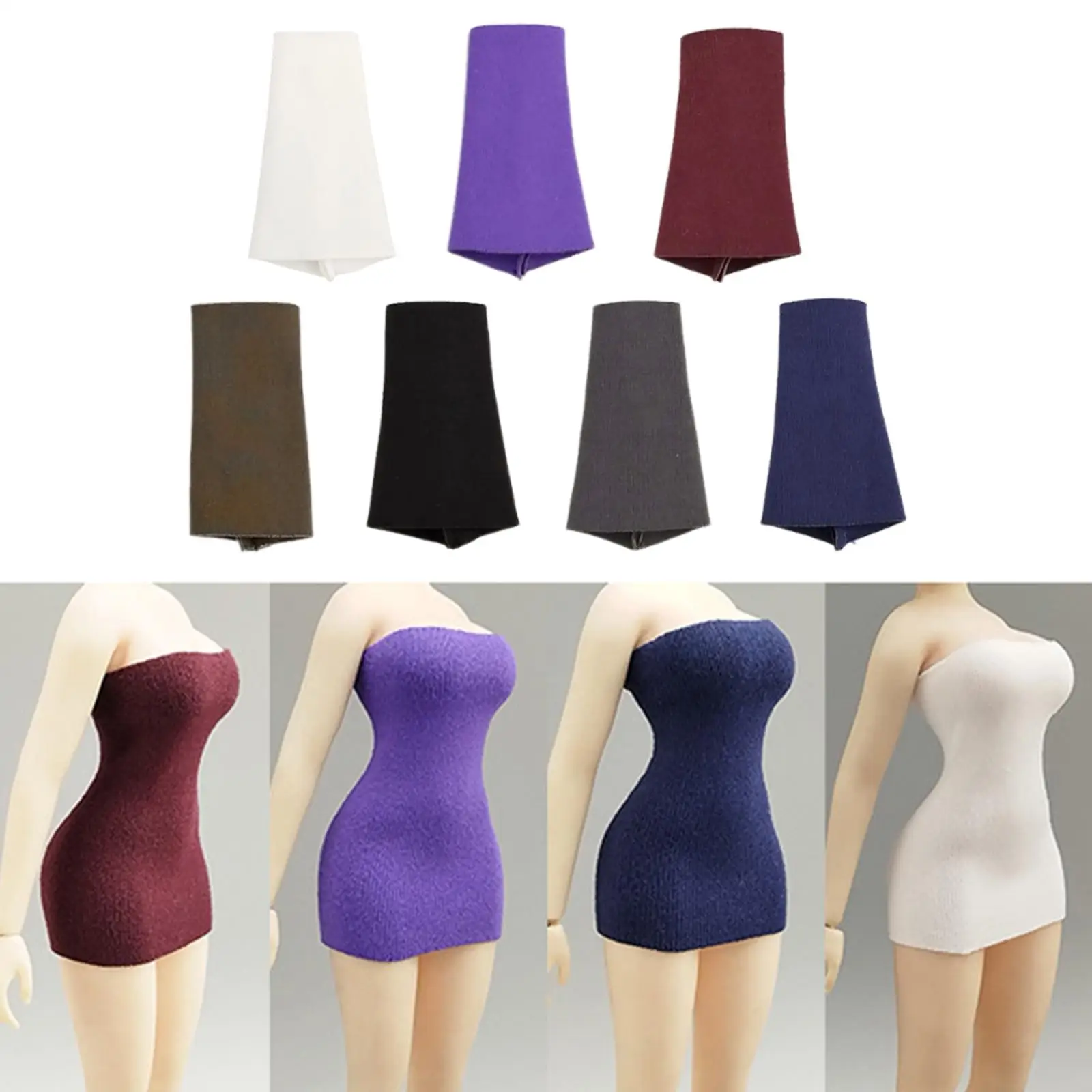 1:12 Tube Dress Miniature Summer Clothes Retro Stylish Accessories Outfit Sleeveless for 6 inch Woman Figures Accessory - Image 4