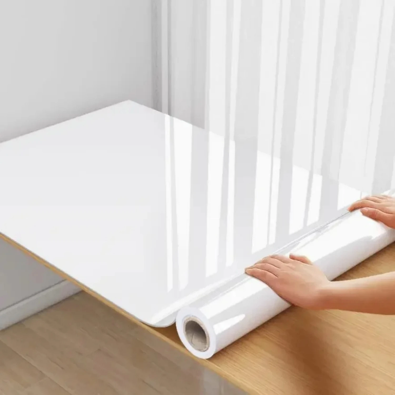 

Vinyl Pearl Film Waterproof Wallpaper Room DIY Self-adhesive White Wallpapers Kitchen High Gloss Paste Furniture Wall Stickers