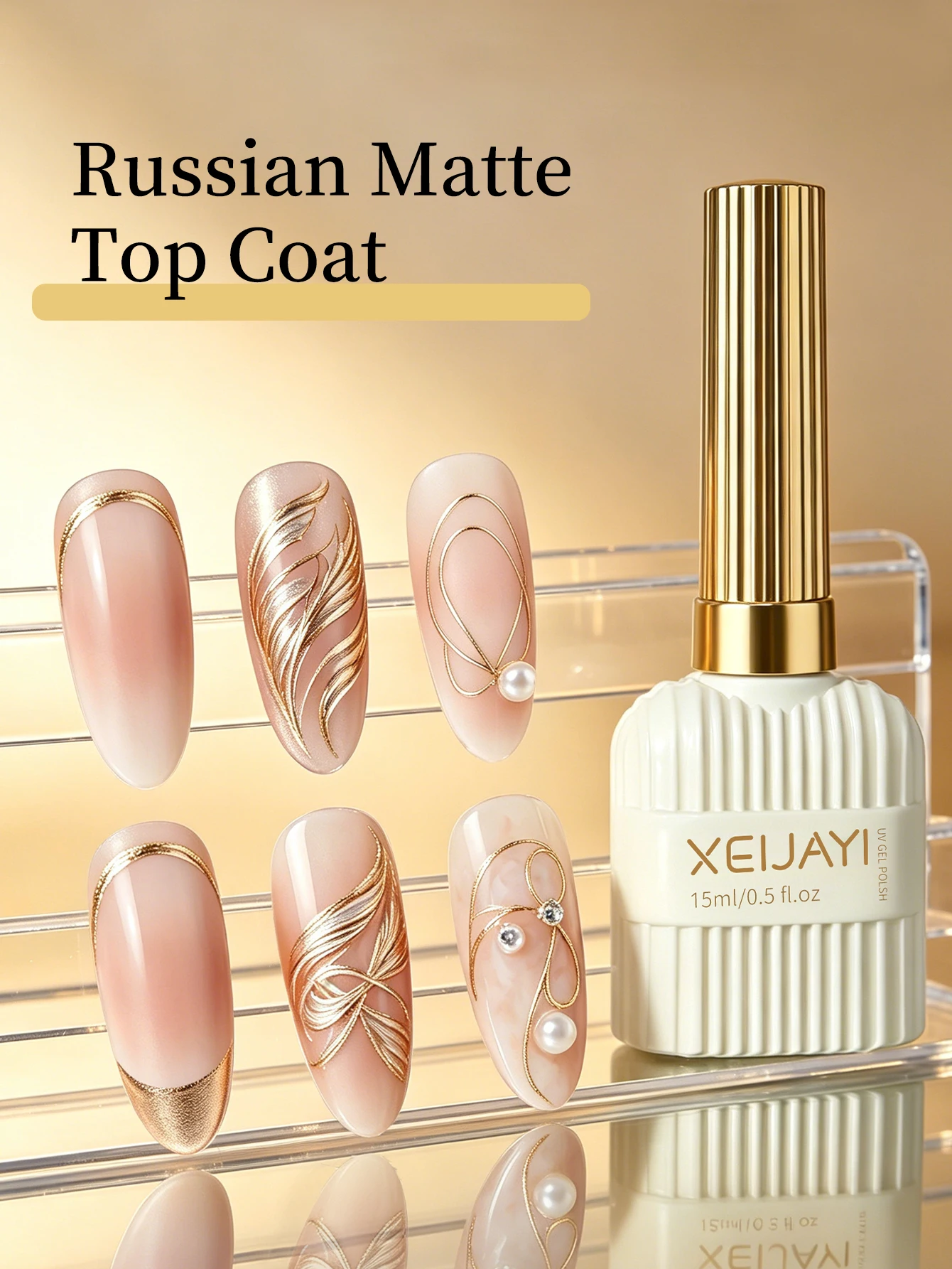 XEIJAYI 1 Stück/3/5 Stück 15ml Russischer Matter Gummi-Top-Coat Gel-Nagellack UV-Siegel Neon-Kunstdesign Matter Base-Coat Gel Beliebtes Gel – Detail 6