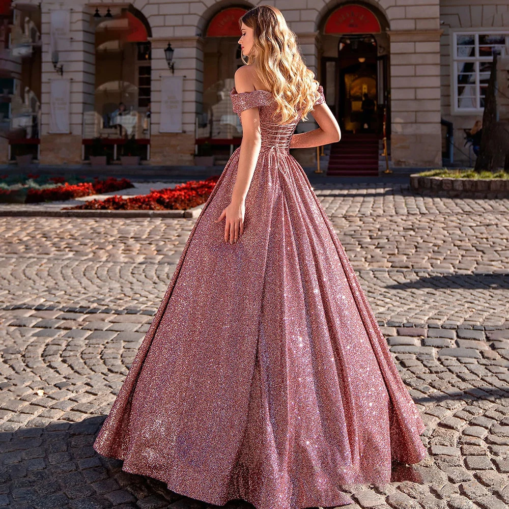 Vestidos de fiesta de graduación con hombros descubiertos personalizados, cinturón con forma de corazón, vestidos formales hasta el suelo, vestidos elegantes para mujer 2025