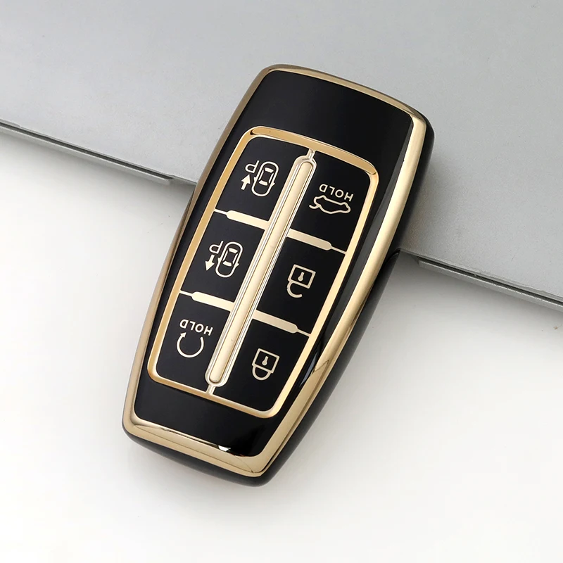 TPU Auto Shell Fob Holder for Hyundai Genesis GV70 GV80 GV90 2020 2021 2022 TPU 6 Buttons Car Key Case Cover Protector Keychain
