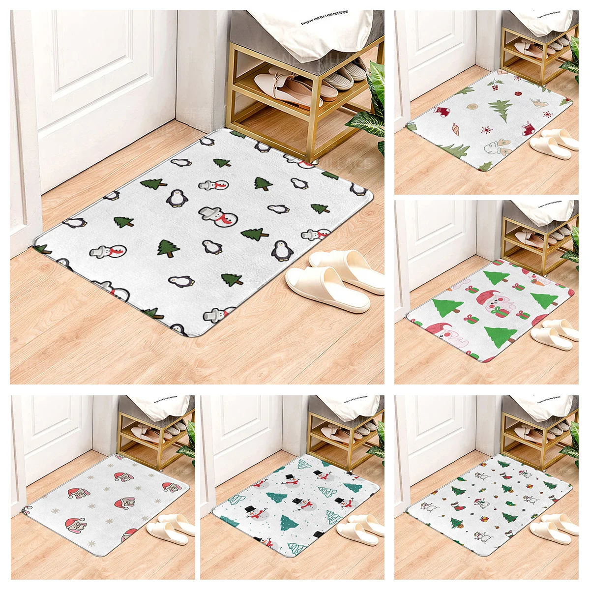 House entrance carpet Home door mat Living Room Bath Foot bathroom non-slip water absorption rugs bath Merry Christmas winter