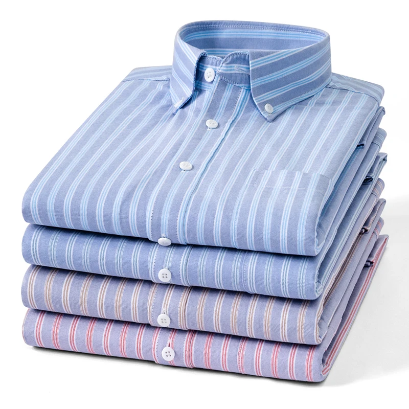 

Men's long-sleeved cotton striped shirt, high-quality, suitable for all seasons, trendy, versatile, and perfect for street wear.