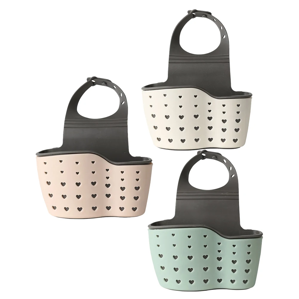 

3Pcs Sink Drain Hanging Basket Sponge Holder Kitchen Shelf Faucet ganizer Storing Small Items Clean Tidy Rubber