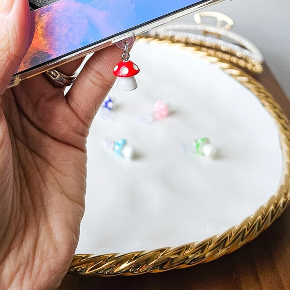 

Adorable Practical Mini Resin Mushroom Dust Plugs Accessories for Mobile Phone, Tablets, Laptops, USB-C/Type C& Lightening Port