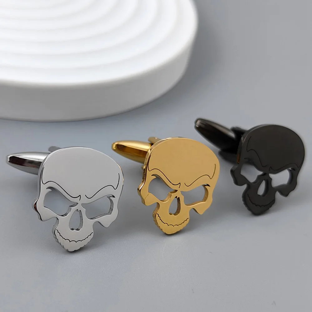 Stainless Steel Skull Cufflinks For Mens Fashion Jewelry Suit Shirt Sleeve Cuff Links Buttons Halloween Party Gifts Gifts