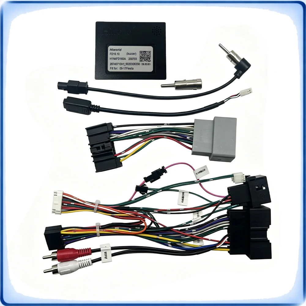 24Pin to 16Pin Car Radio Wiring Harness with CANBUS Decoder Hiworld FDF2.20 for Ford Fiesta 2009-2019 Android Stereo