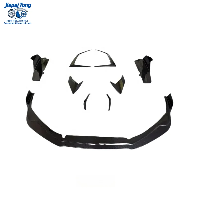 V Style Dry Carbon Fiber Lip Front Bumper Canard Wing Skirt Hood Side Window Trim for STO
