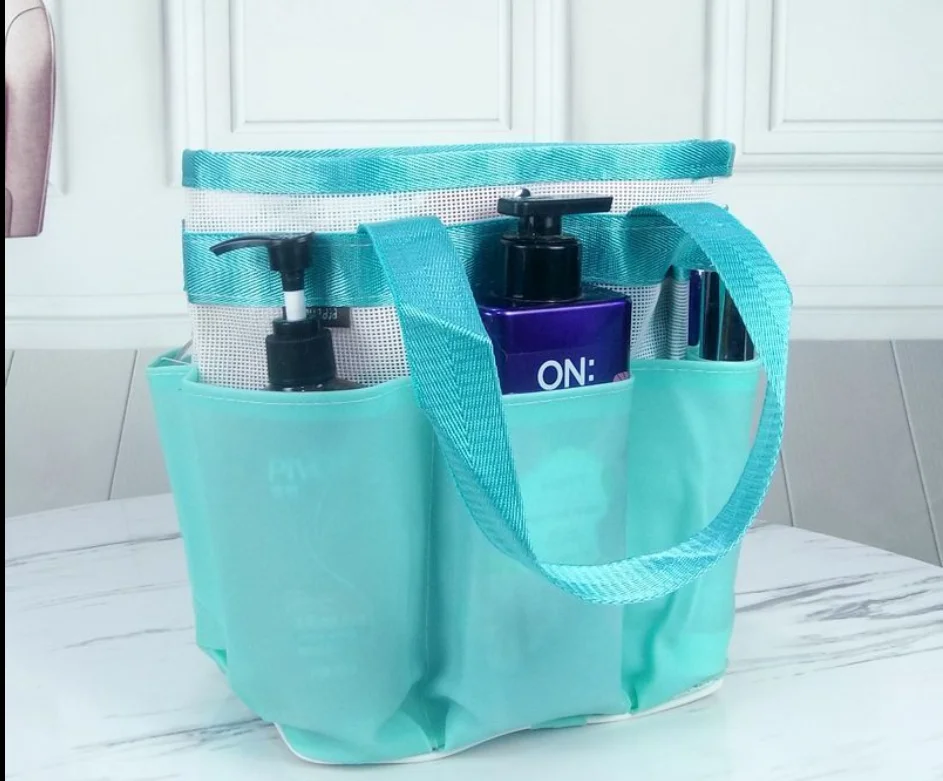 Organizer per bagno portaoggetti per doccia cestino in rete ad asciugatura rapida con tasche Caddy portatile per dormitorio campeggio nuoto