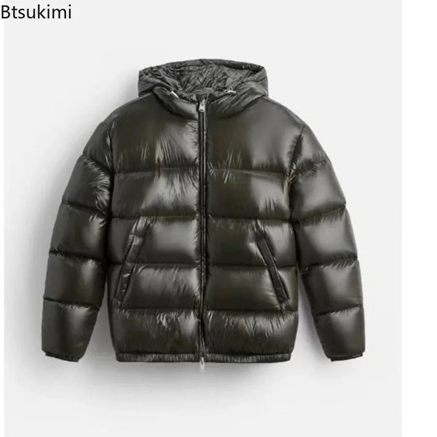 Autumn Winter New Men's Fashion Simple Cotton-padded Coats Casual Zipper Hooded Down Cotton Jackets Solid Cold-proof Warm Parkas