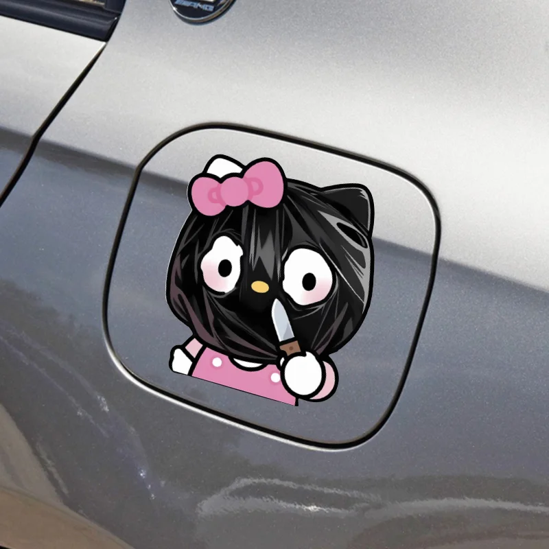 

Funny Humor Robbery Hello Kitty Suitcase Helmet Electric Car Car Body Fuel Tank Cover Triangle Window Car Sticker Diy Toy Gifts