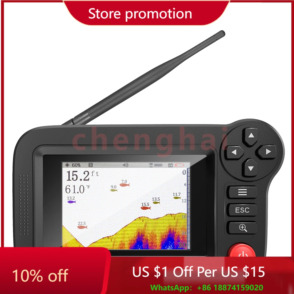 

Портативный эхолот и глубиномер для развлекательной рыбалки с док-станцией, берега или банка