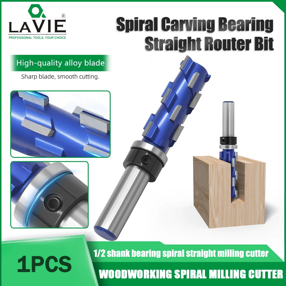 

LAVIE 1PC Industrial Quality 1/2' Shank Spiral Flush Trim Router Bits Woodworking Milling Cnc Mill Cutter Woodworking Tools 공구