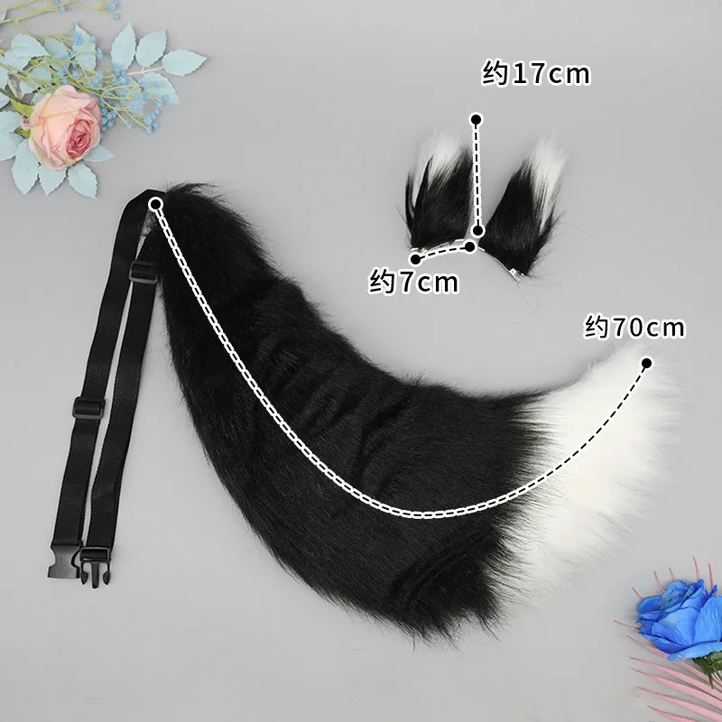 Fofo artesanal bonito lolita pelúcia cão gato raposa cauda menina caudas de pelúcia cinto orelha de gato anime desempenho cosplay acessórios presente do miúdo