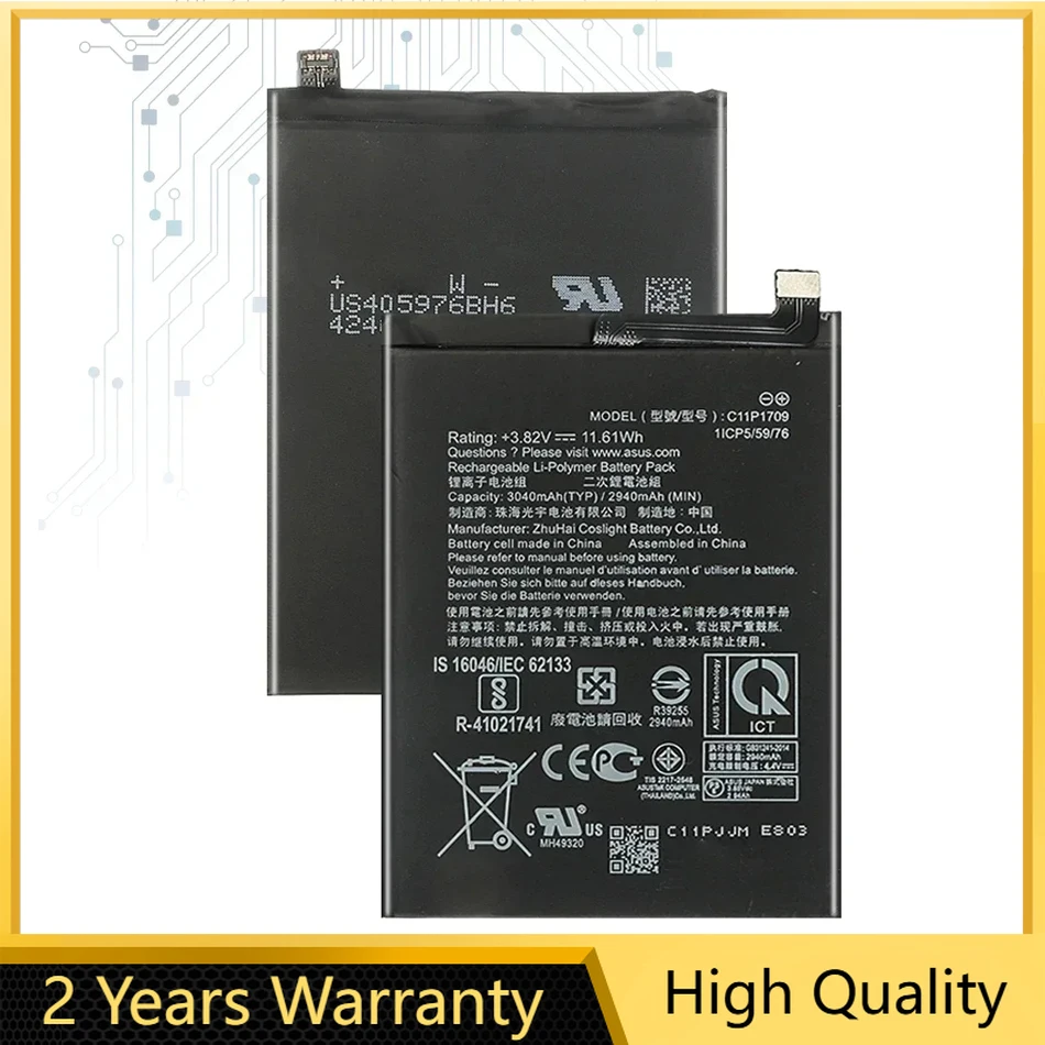 High Capacity Phone Battery for Asus Zenfone Live L1, ZA550KL, X00RD, 3040mAh, C11P1709