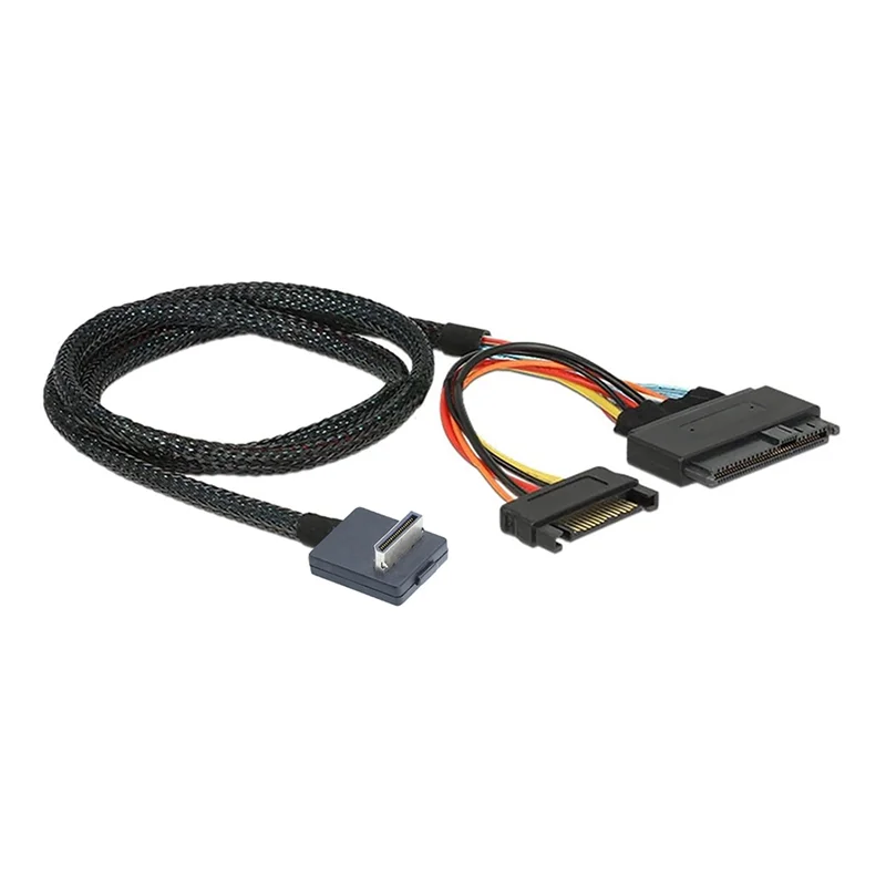 A72Z PCIE Oculink SFF-8611 4I 90 Degrees To U.2 SAS SFF 8639 Nvme SSD +15P SATA Adapter Cable High-Speed Data Transfer 1M