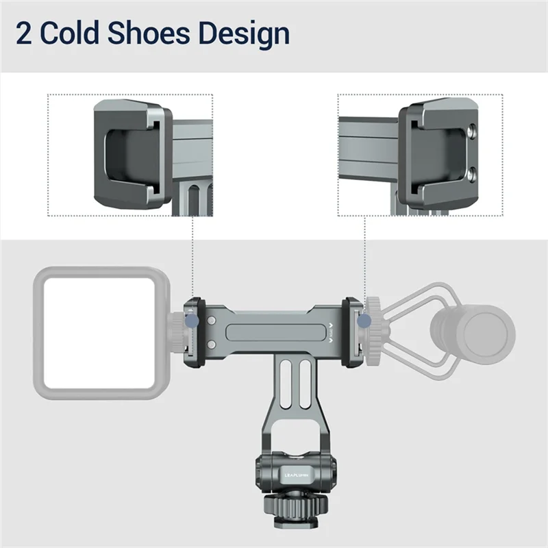 

ABDE-Camera Hot Shoe Phone Holder Monitor Tripod Adapter With Dual Cold Shoe For Iphone Samsung DSLR Camera Mic Fill Light