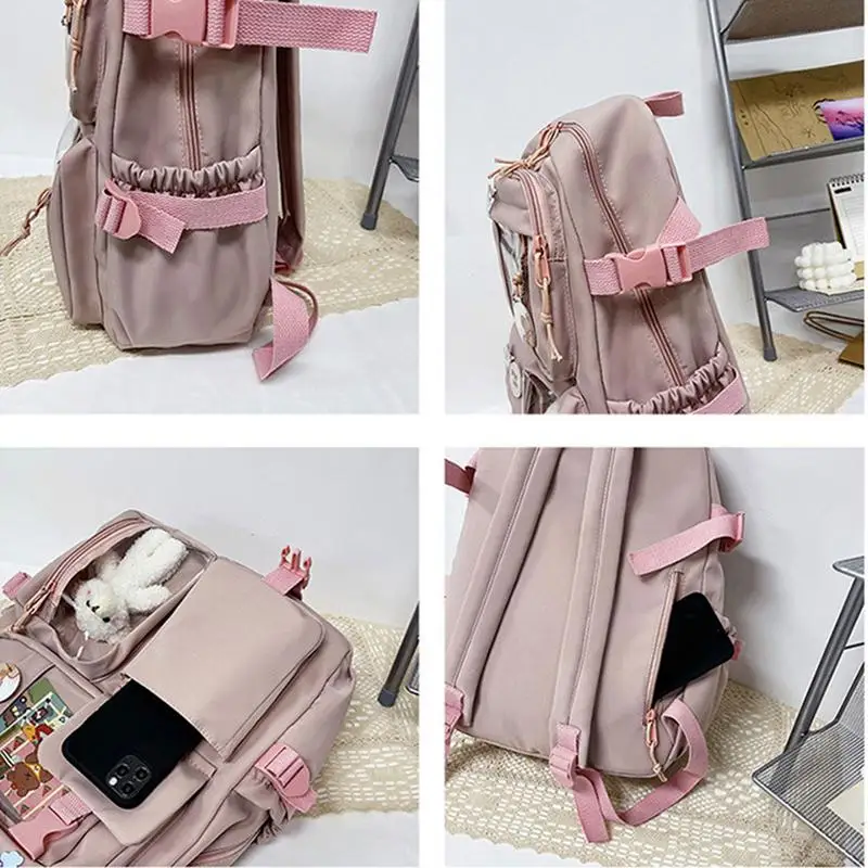 Cute Backpacks Shoulder Bag With Pin And Accessories Large Capacity Kawaii Bag With Kawaii Pin And Cute Accessories