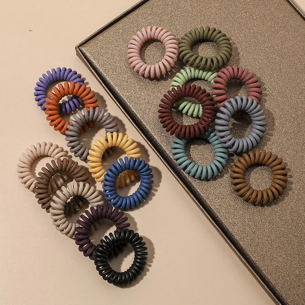 10Pcs/set New Fashion Matt Solid Telephone Wire Elastic Hair Band Frosted Spiral Cord Rubber Band Hair Tie Stretch Head Band Gum