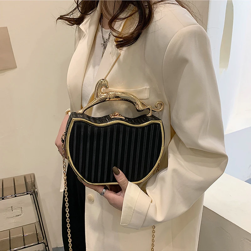 Luxury Designer Stripe Printed Women\'s Handbag Fashion Chain Single Shoulder Crossbody Bag New Ladies Box Shape Messenger Bag