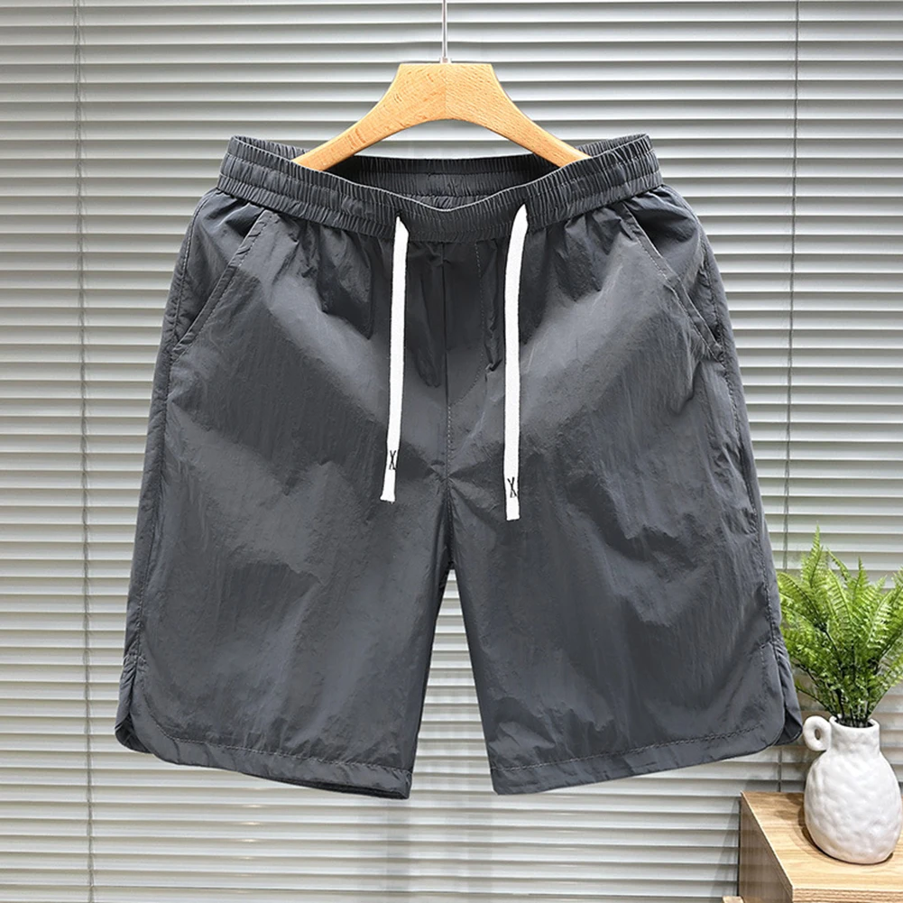 Casual Outdoor Sports Men\\\'s Shorts Drawstring Short Pants Quick-drying Waist Male Mens Non Stretch Solid Color