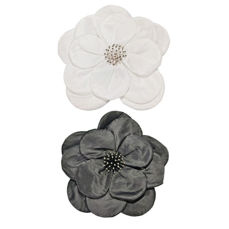 

YUYU Large Flower Brooch Layered Fabric Floral Shaped Corsage Elegant Women Breastpin