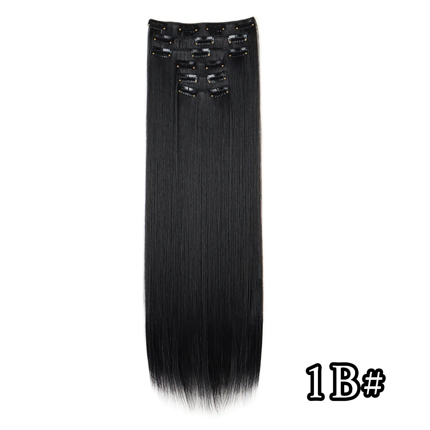 24 Zoll 16 Clips in Haarverlängerungen Lange glatte Frisur Synthetische blonde schwarze Haarteile Hitzebeständiges Kunsthaar Täglicher Gebrauch – Detail 21
