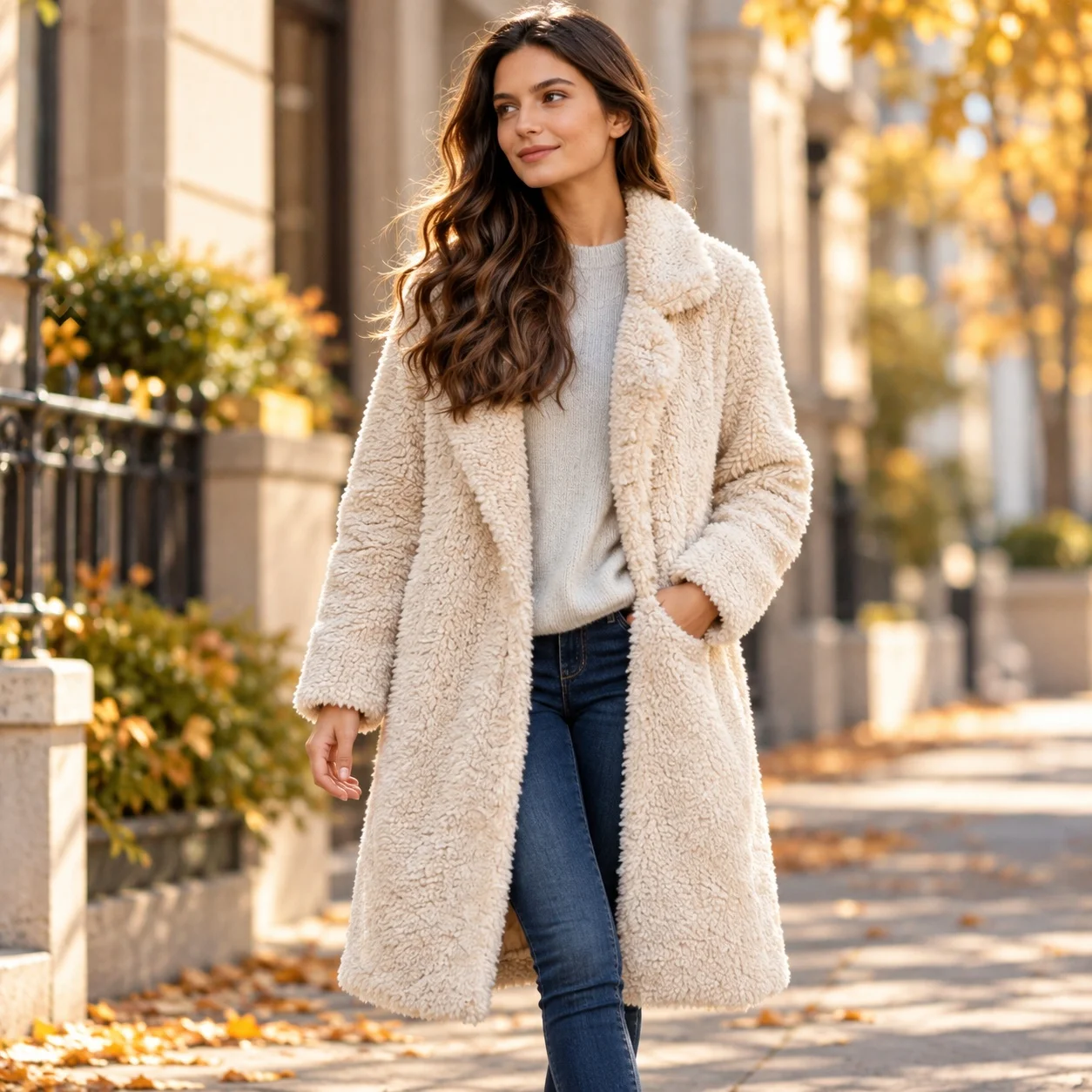 Long Sleeve Turn Down Collar Top with Gentle Style Fresh and Sweet No Hood Regular Sleeve Extra Long Length Women Coat Spring