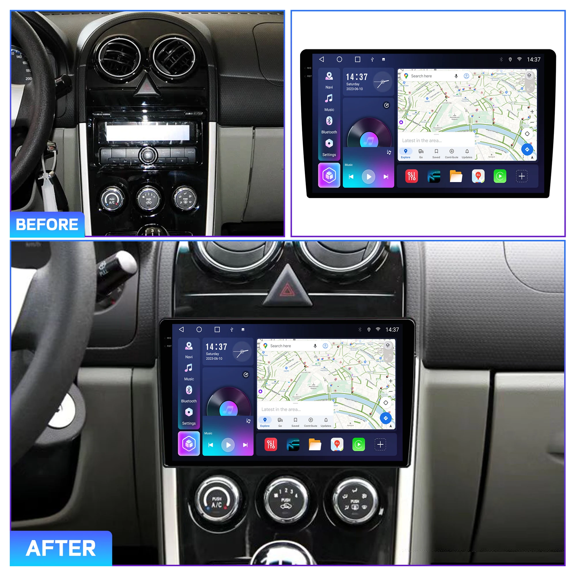 Penhui Android Car DVD Player 2 Din for GEELY ENGLON SC3 2012-2014 Multimedia Screen with DSP, Bluetooth, Audio & CarPlay