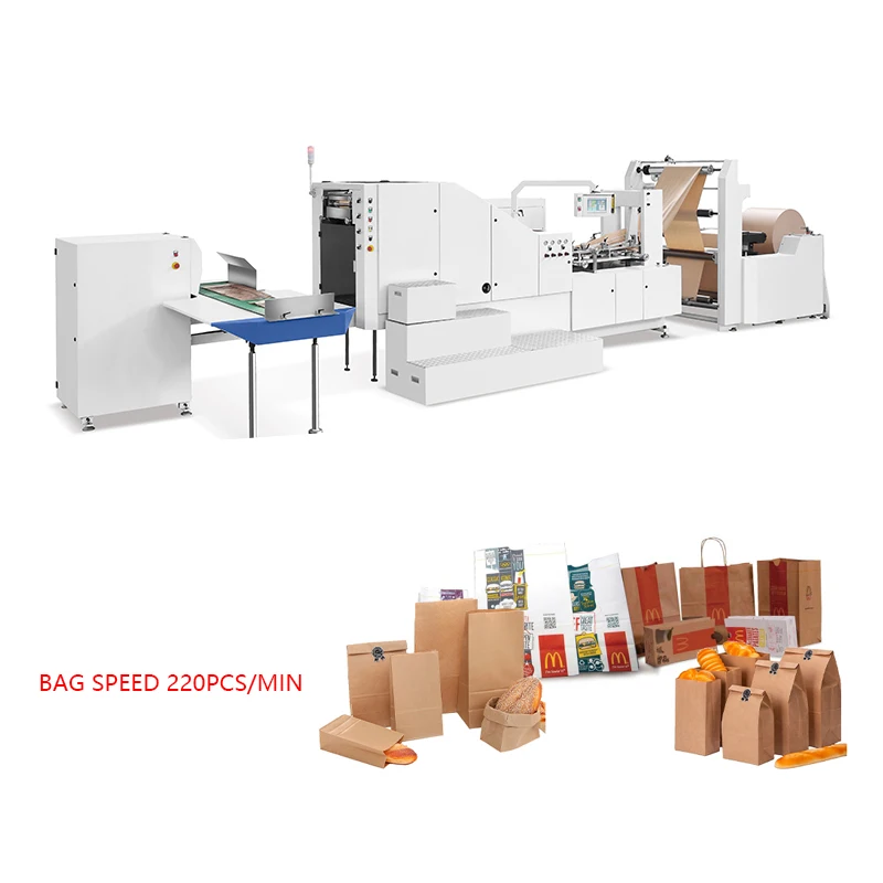 30-220pcs/min Cutting Length 270-530mmFully Automatic Square Bottom Paper Bag Machine Paper Bag Product Making Machine Machinery