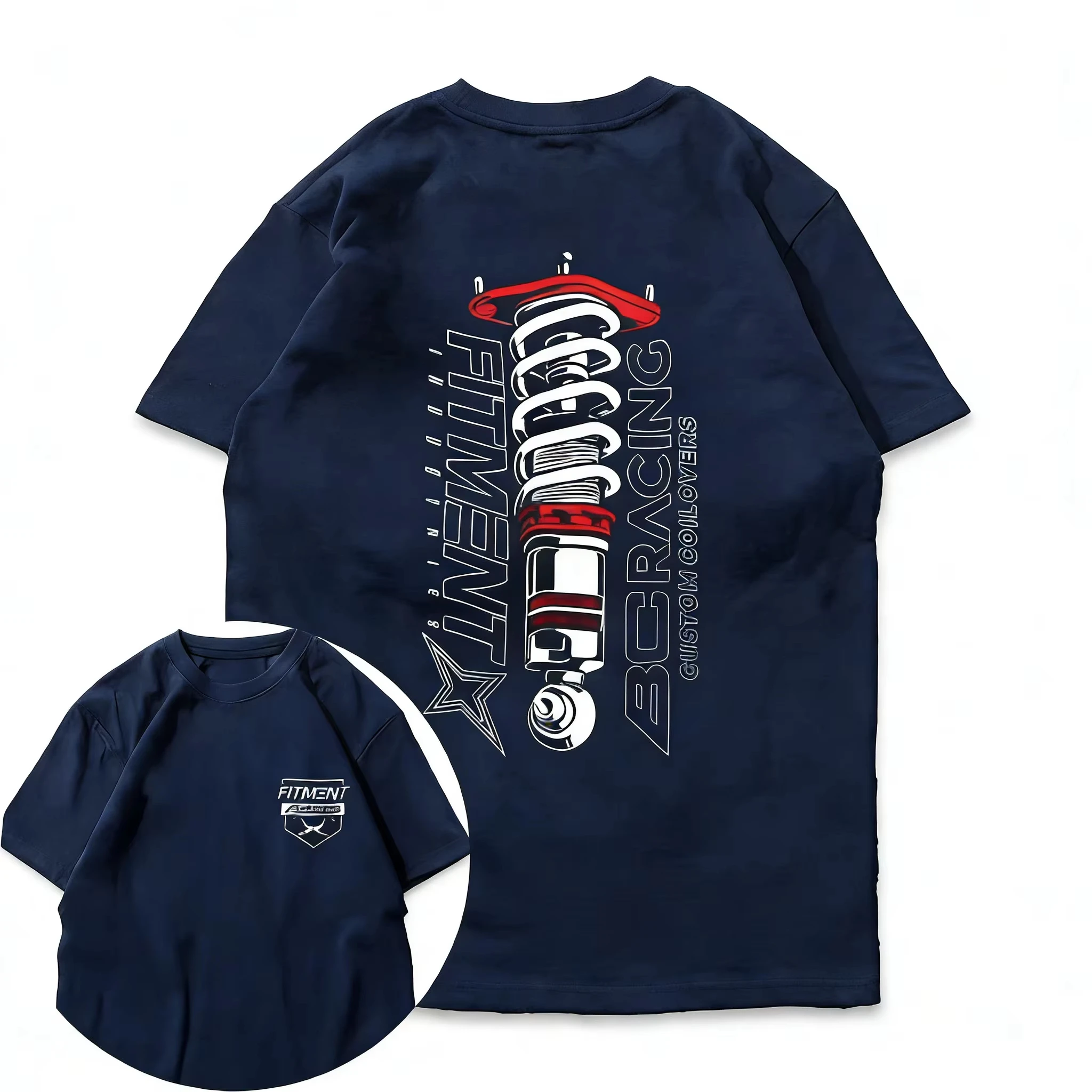 2026 Black BC Racing Fitment Coilover Shock Match Graphic T-shirt Grunge Print Soft Cotton Short Sleeve Unisex Casual Daily Tee - view 4