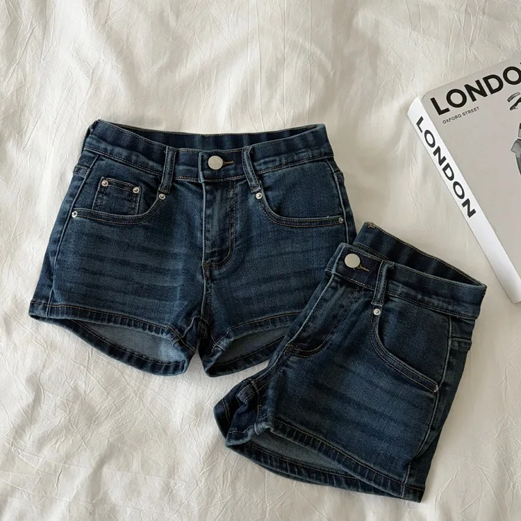 Low Waist High Elasticity Blue Jeans Shorts Women's Slim Fit Fashionable Summer New Style All-Match Cartoon Body Retro Style