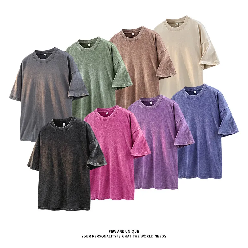 

Men's Wash Old Crew Neck T Shirts Streetwear Casual Short Sleeve Tee Tops