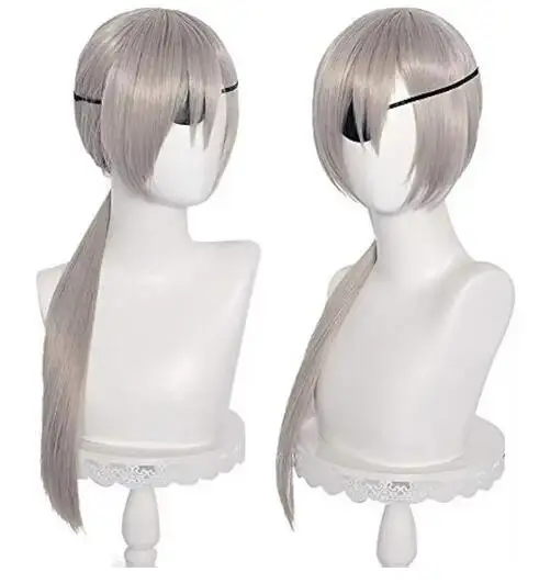 Anime COS Quanxi Cosplay Silver Long Wig Eyes Patch Halloween Party Role Play Heat-resistant Fiber Hair