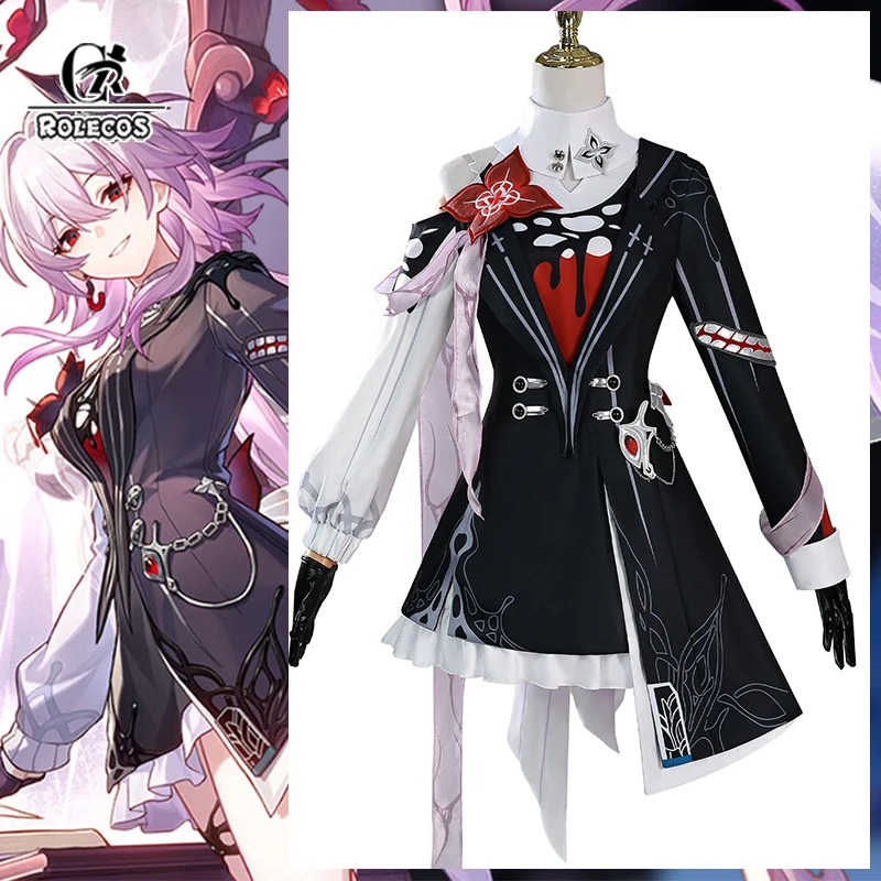 

ROLECOS Game Honkai Star Rail Evernight 7 марта Косплей Костюм Таинственный зарубежный гость Женское платье Костюм для Хэллоуина