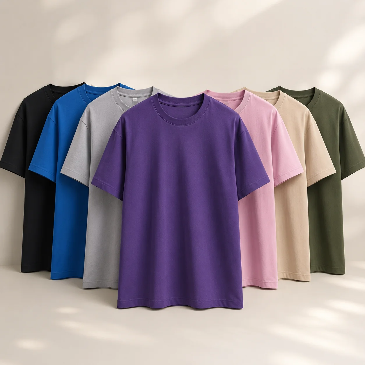 Camiseta de Algodão 2026 Quente com 16 Cores para Homens e Mulheres, Leve, Respirável, Manga Curta, Gola Redonda, Cor Sólida, Casual, Unissex