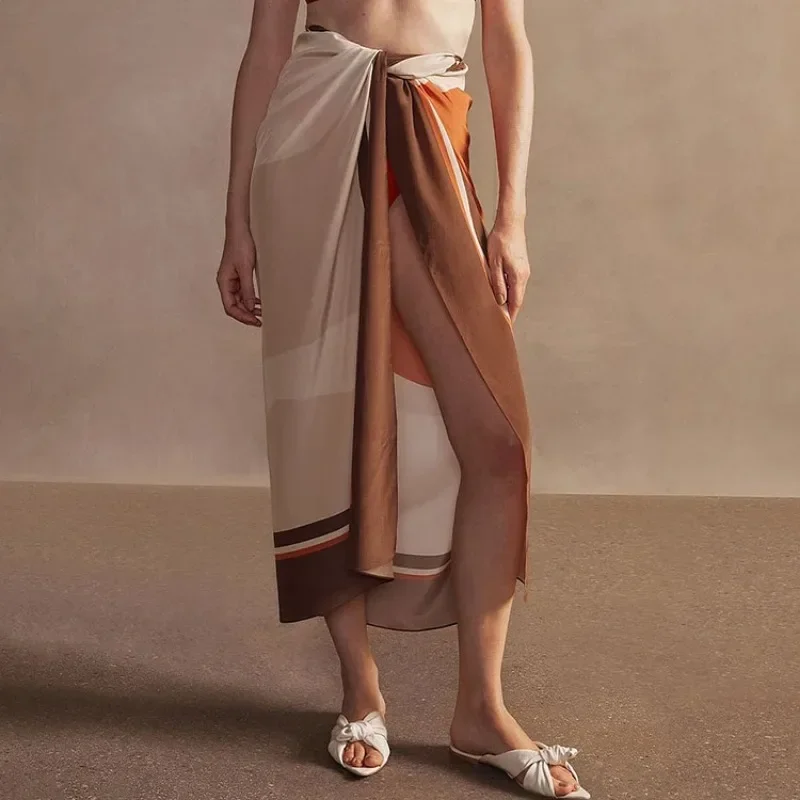 Neuer Stil mit bedrucktem Bikini, hochwertiger doppelseitiger Badeanzug für Damen, Strandurlaub, Anzug, Rock, Bademode, Vertuschung