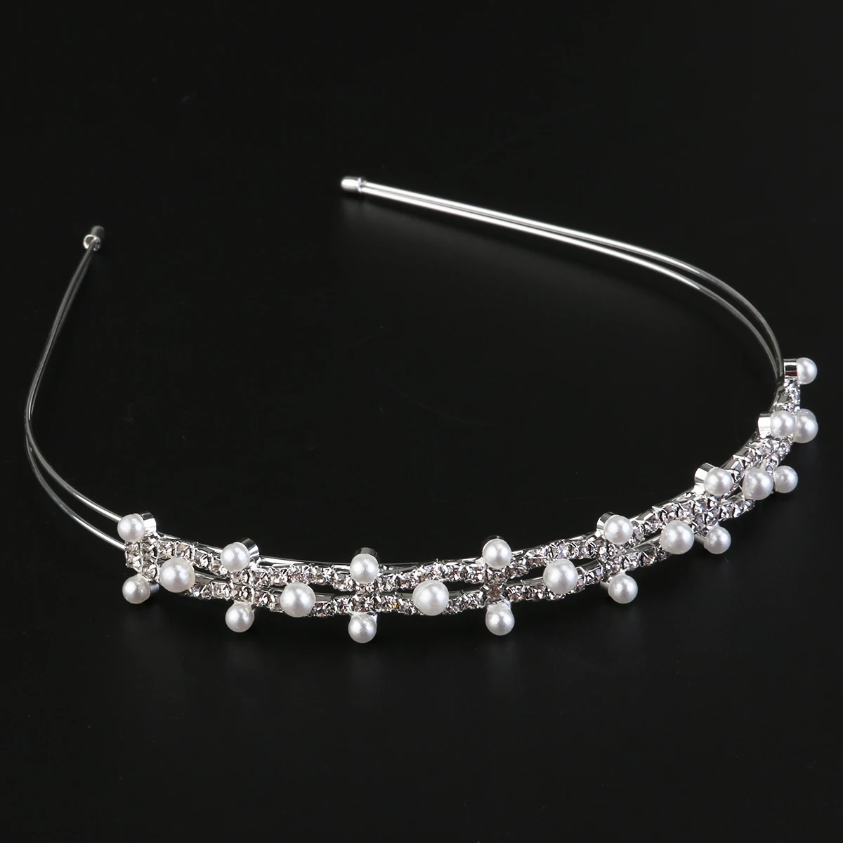 مجموعة مجوهرات الزفاف الفضية حجر الراين اللؤلؤ تيارا قلادة أقراط مثالية لحفلات الزفاف وحفلات الخطوبة #4