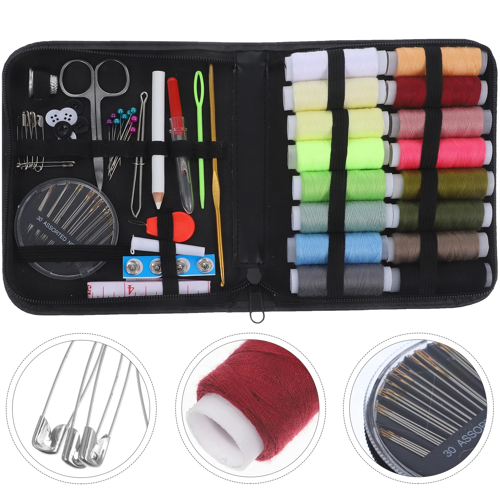 

79pcs Sewing Kit Set Needle Threader Organizer Case Metal Plastic Compact Travel Home Office Repair Emergency Mending Portable