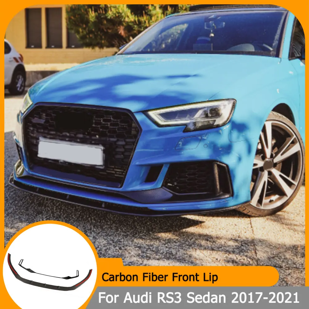 

Car Front Lip Air Vent Fins Cover Trims Spoiler For Audi RS3 8V 2017-2021 Carbon Fiber Front Body Kits Chin Lower Lip Spoiler