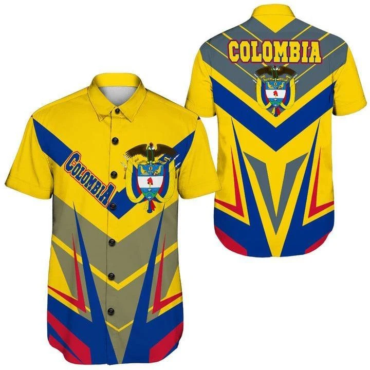 

Colombia National Emblem Map Short Sleeve Shirts For Men Clothes Hawaiian Beach Shirts Sports Jersey Flag Kids Blouses Boy Tops