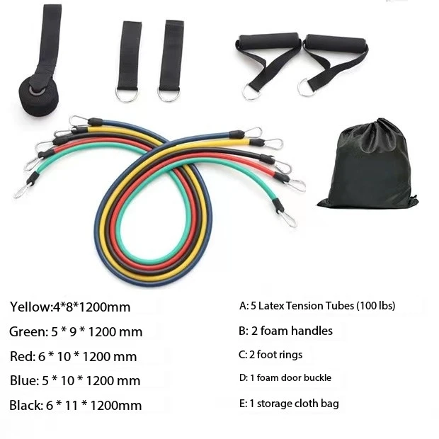 Latex Resistance Bands for Crossfit Training Exercise, Yoga Tubes, Pull Rope, Elastic Bands, Fitness Equipment, 11 PCs/Set